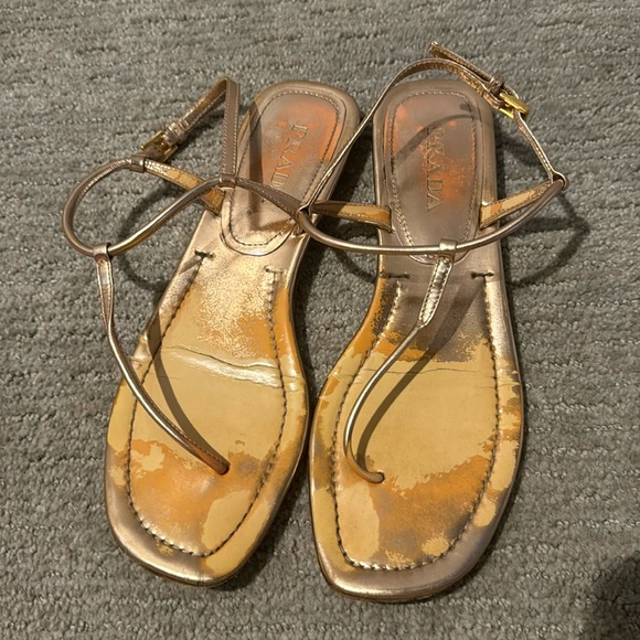 Prada Milano Sandals size 37! Great condition just discolored foot part - Picture 1 of 5